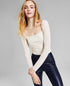 Women's Puff-Sleeve Ruched Long Sleeve Bodysuit